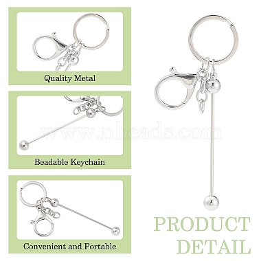 2 porte-clés en perles en laiton pour la fabrication de bijoux artisanaux(KEYC-CJ0001-04)-3