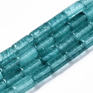 Natural Aquamarine Beads Strands, Dyed, Column, 5~6x3mm, Hole: 0.8mm, about 66pcs/strand, 15.16 inch(38.5cm)(G-S366-077)
