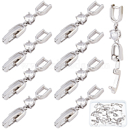 12Pcs Brass Extender Chain, with Cubic Zirconia, Necklace & Bracelet Extender Accessories, Platinum, 35x6mm(ZIRC-SC0001-22)
