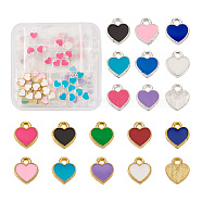 Cheriswelry 170Pcs 17 Colors Zinc Alloy Enamel Charms, Heart, Mixed Color, 7x8mm, Hole: 1mm, 10pcs/style(ENAM-CW0001-08)