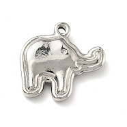 201 Stainless Steel Machine Polishing Pendants, Elephant, Stainless Steel Color, 15.5x16x3.5mm, Hole: 1.4mm(STAS-G261-21P)