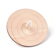 Unfinished Spinning Tops, Natural Wood Blank Gyro, DIY Painting Toy for Kid Children, Flat Round with Flower, Blanched Almond, 64~69.5x36.5mm(WOOD-WH0100-12B)