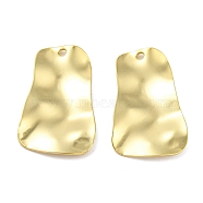 Rack Plating Eco-Friendly Brass Pendants, Cadmium Free & Lead Free, Textured Trapezoid Charm, Real 18K Gold Plated, 23x14.5x2.5mm, Hole: 1.2mm(KK-M255-01G)