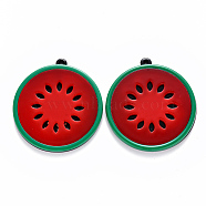 Cellulose Acetate(Resin)Pendants, Watermelon, Red, 49.5x45x4mm, Hole: 1.8mm(X-KY-R017-15A)