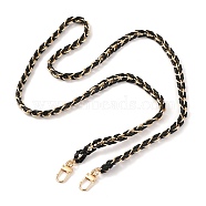Chain Bag Straps, Iron with Alloy and PU Leather Purse Straps, Light Gold, Black, 115x1cm(FIND-A002-03LG-A)
