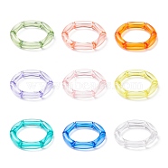 9Pcs 9 Color Acrylic Curved Tube Chunky Stretch Bracelets Set for Women, Mixed Color, Inner Diameter: 2 inch(5.1cm), 1Pc/color(BJEW-JB08142)