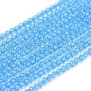 Glass Beads Strands, Imitation Quartz, Faceted, Round, Sky Blue, 2mm, Hole: 0.5mm,  about 175pcs/strand, 14.9 inch(38cm)(G-K185-16F)