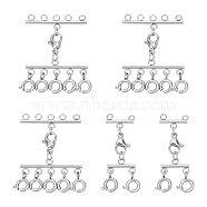 5Pcs 2 Styles Multi-Stand 304 Stainless Steel Chandelier Component Link Clasps, with Lobster Claw Clasps and Spring Ring Clasps, Multiple Necklace Seperator Connectors, Stainless Steel Color, 35x12~27mm(FIND-UN0001-66)