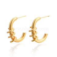 Brass Spiral C-shape Stud Earrings for Women, Nickel Free, Matte Gold Color, 23x7mm, Pin: 0.7mm(EJEW-G321-14MG)