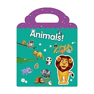 Plastic Reusable Stickers Book for Kids, Self-adhesive Cartoon Stickers Decals, Lion, 302x235x2mm, Sticker: 26~44x21~51mm(STIC-P013)