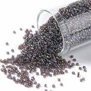 TOHO Round Seed Beads, Japanese Seed Beads, (166C) Transparent AB Amethyst, 15/0, 1.5mm, Hole: 0.7mm, about 15000pcs/50g(SEED-XTR15-0166C)