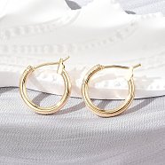 Brass Hoop Earrings, Nickel Free, Ring, Real 18K Gold Plated, 15x2mm, Pin: 0.7mm(X-KK-S356-150G-NF)