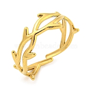Ion Plating(IP) 304 Stainless Steel Open Cuff Rings, Branch, Real 18K Gold Plated, US Size 9 3/4(19.5mm)(RJEW-K245-92G)