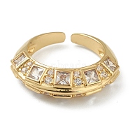 Brass Micro Pave Clear Cubic Zirconia Cuff Rings, Open Rings, Golden, US Size 6, Inner Diameter: 17mm(RJEW-L100-001G)