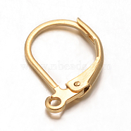 Ion Plating(IP) 304 Stainless Steel Leverback Earring Findings, with Loop, Golden, 16x12x0.8mm, Hole: 1mm, Pin: 0.7x0.6mm(STAS-G130-19G)