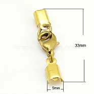 Clip Ends With Lobster Claw Clasps, Nice for Jewelry Making, Brass, Golden, 33x5mm(KK-G144-G)