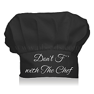 Custom Cotton Chef Hat, Black Hat with White Word, Word, 300x230mm(AJEW-WH0242-001)