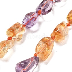 Natural Ametrine Beads Strands, Nuggets, 13~17.5x6~10.5x7.5~12mm, Hole: 1.2mm, about 25~30pcs/strand, 16.26~16.77 inch(41.3~42.6cm)(G-C179-C05-01)