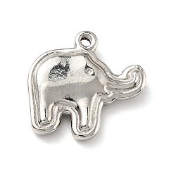 Non-Tarnish 201 Stainless Steel Machine Polishing Pendants, Elephant, Stainless Steel Color, 15.5x16x3.5mm, Hole: 1.4mm(STAS-G261-21P)