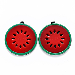 Cellulose Acetate(Resin)Pendants, Watermelon, Red, 49.5x45x4mm, Hole: 1.8mm(X-KY-R017-15A)