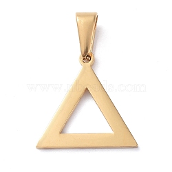 304 Stainless Steel Pendants, Triangle, Golden, 17.5x18x1mm, Hole: 8x3mm(STAS-I127-052G)