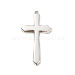 304 Stainless Steel Pendants, Cross Charms, Religion, Stainless Steel Color, 44x24x2.5mm, Hole: 1.2mm(STAS-F282-03P)