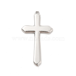 Non-Tarnish 304 Stainless Steel Pendants, Cross Charms, Religion, Stainless Steel Color, 44x24x2.5mm, Hole: 1.2mm(STAS-F282-03P)