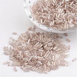 Glass Bugle Beads, Seed Beads, Clear, Silver-Lined, about 1.8mm in diameter, 4.5mm long, hole: 0.6mm, 1250pcs/50g(X-TSDB4.5mm21)