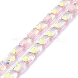 Transparent Electroplate Glass Beads Strands, Rainbow Plated, Faceted, Rectangle, Lavender Blush, 9x6x4mm, Hole: 1.2mm, about 72pcs/strand, 25.98''(66cm)(EGLA-I017-03-AB02)