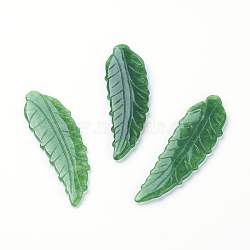 Natural Jade Big Pendants, Dyed, Leaf, 49~55x15~16.5x2.5~3.5mm, Hole: 0.5mm(G-E418-79)