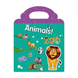 Plastic Reusable Stickers Book for Kids, Self-adhesive Cartoon Stickers Decals, Lion, 302x235x2mm, Sticker: 26~44x21~51mm(STIC-P013)