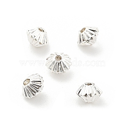 Brass Beads, Long-Lasting Plated, Rack Plating, Bicone, Silver, 5x3.5mm, Hole: 1mm(KK-R216-07S)