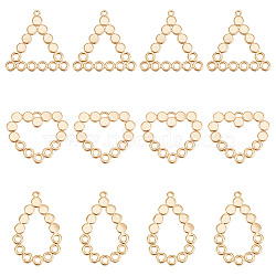 12Pcs 3 Style Brass Chandelier Component Links, Nickel Free, Mixed Shape, Real 18K Gold Plated, 24.5~35.5x23~30x1~1.2mm, Hole: 1x2.5mm and 2.5mm, 4pcs/style(KK-BC0009-72)