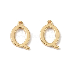 Brass Pendants, Real 18K Gold Plated, Letter Q, 11x7x1.3mm, Hole: 0.8mm(KK-R164-01Q-G)