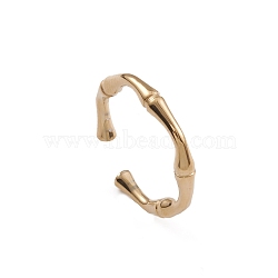 Ion Plating(IP) 304 Stainless Steel Bamboo Joint Open Cuff Rings for Women, Real 14K Gold Plated, Inner Diameter: 16.6mm(X-RJEW-G285-09G)