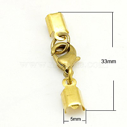Clip Ends With Lobster Claw Clasps, Nice for Jewelry Making, Brass, Golden, 33x5mm(KK-G144-G)