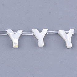 Natural Sea Shell Beads, White Shell Mother of Pearl Shell, Top Drilled Beads, Letter.Y, 10x2.5~11.5x3mm, Hole: 0.8mm(SHEL-T012-60Y)