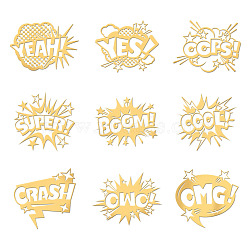 9Pcs Nickel Custom Self-adhesive Picture Stickers, Independence Day Metal Decals, Golden, Word, 40x40mm(DIY-WH0450-214)