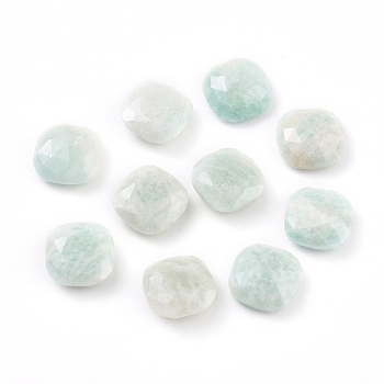 Natural Amazonite Cabochons, Faceted, Square, 11x11x4.5mm