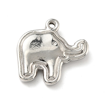 201 Stainless Steel Machine Polishing Pendants, Elephant, Stainless Steel Color, 15.5x16x3.5mm, Hole: 1.4mm
