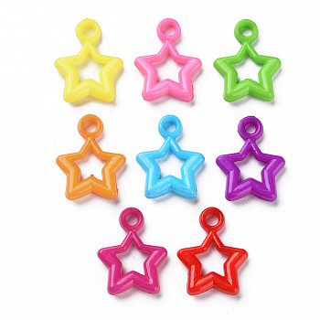 Opaque Acrylic Pendants, Star, Mixed Color, 20x16x4mm, Hole: 3mm