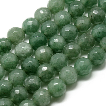 Natural Green Aventurine Beads Strands, Faceted, Round, 8~8.5mm, Hole: 1mm, about 47pcs/strand, 15.5 inch