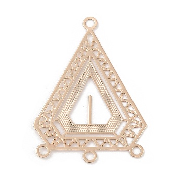 Brass Chandelier Component Links, Long-Lasting Plated, Etched Metal Embellishments, Triangle, Light Gold, 31.5x23.5x0.3mm, Hole: 1.6mm