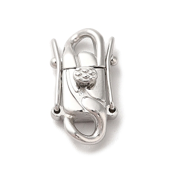 316 Surgical Stainless Steel Twister Clasps, Stainless Steel Color, 18x10x6mm, Hole: 3x2.5mm