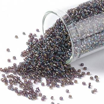 TOHO Round Seed Beads, Japanese Seed Beads, (166C) Transparent AB Amethyst, 15/0, 1.5mm, Hole: 0.7mm, about 15000pcs/50g