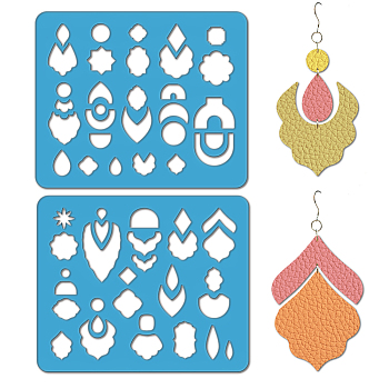 2Pcs 2 Style Acrylic Earring Handwork Template, Card Leather Cutting Stencils, Arch, 15x18x0.3cm, 1pc/style