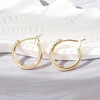 Brass Hoop Earrings, Nickel Free, Ring, Real 18K Gold Plated, 15x2mm, Pin: 0.7mm