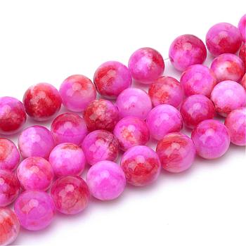 Natural Dyed Persian Jade Gemstone Bead Strands, Round, Orange Red, 6mm, Hole: 1mm, about 66pcs/strand, 15.7 inch