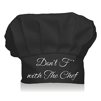 Custom Cotton Chef Hat, Black Hat with White Word, Word, 300x230mm