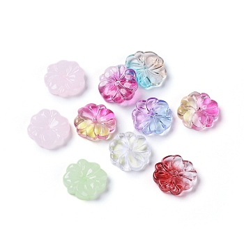 Transparent Glass Beads, Flower, Mixed Color, 15x4mm, Hole: 1.2mm